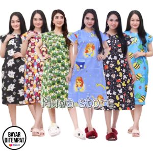 Daster Dress Dewasa Motif Kartun Jepang - 6 Piyama Baju Tidur Kancing Depan - Bahan Katun - Harga Rp100 Ribu