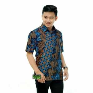 BAJU BATIK COUPLE AYAH DAN ANAK MOTIF SENO BIRU SERAGAM BATIK KELUARGA BAHAN KATUN  BATIK ANAK COWOK LENGAN PANJANG DAN PENDEK
