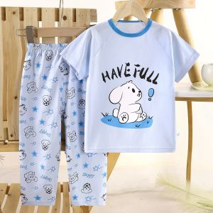Cartoon Boys Short Sleeves Sleepwear Set Cute Baby Cotton Pajamas For 0-5Yrs Kids