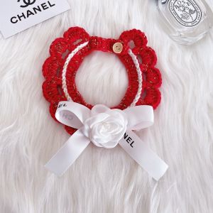DY Yêu Thương Thương hiệu theo xu hướng Vòng cổ cho thú cưng cho Teddy shihtzu poodle và mèo con hoa cổ điển thiết kế vòng cổ thanh lịch Bow dệt kim vật liệu
