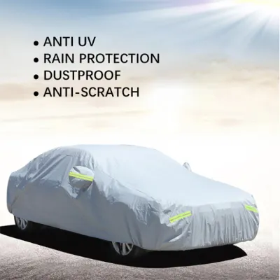 Sarung Mobil Universal Car Cover Waterproof Hatchback Sedan 3S - JW401 - Silver