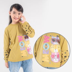 Baju Kaos Atasan Anak Tanggung Perempuan Terbaru Kekinian Viral Lengan Balon 5-14 Tahun Katun Tebal