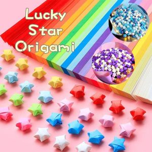 540pcs Lucky Star Origami DIY Crafts Gift Macaroon Candy Colors Wish Pressure Relief Handcraft Thick