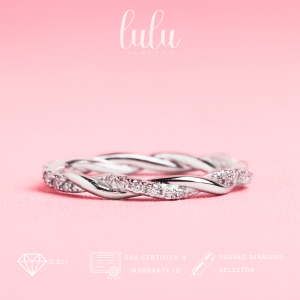 Lulu Moissanite Jewelry - Perhiasan Wanita Cincin Berlian Full Moissanite Lapis Emas 18K - Meera Round Cut Moissanite Ring Full Moissanite Sertifikat GRA