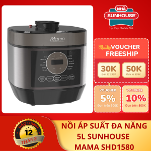 Nồi áp suất điện tử đa năng 5L SUNHOUSE MAMA SHD1580 12 chế độ nấu thông minh - Hàng chính hãng