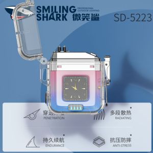 LAMPU MINI COB WITH JAM SMILING SHARK SD-5223 MULTIFUNGSI + KOREK ELECTRIC-  BISA DI CAS TYPE-C ORIGINAL