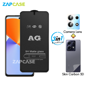 Infinix Note 30 Pro PAKET 3in1 Tempered Glass Anti Glare Free Camera Lens dan Skin Carbon