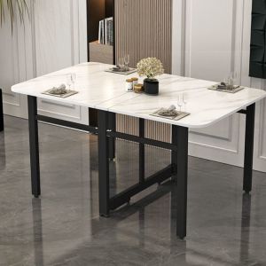 Folding Kitchen Table Foldable Kitchen Table Set Solid Wood Portable Extendable Multi-Functional No-Installation