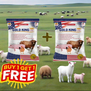 Gold King USA Growth Booster Feed for Pigs Cattle Poultry Fast Weight Gain and Health Support