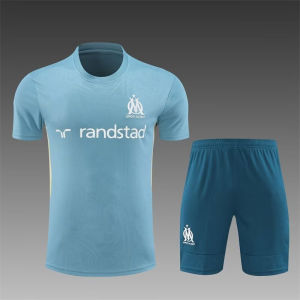 2425 New Marseille Jersey Quick-Drying Breathable Short Sleeves Football Sports Training Wear Costume and Children Suit