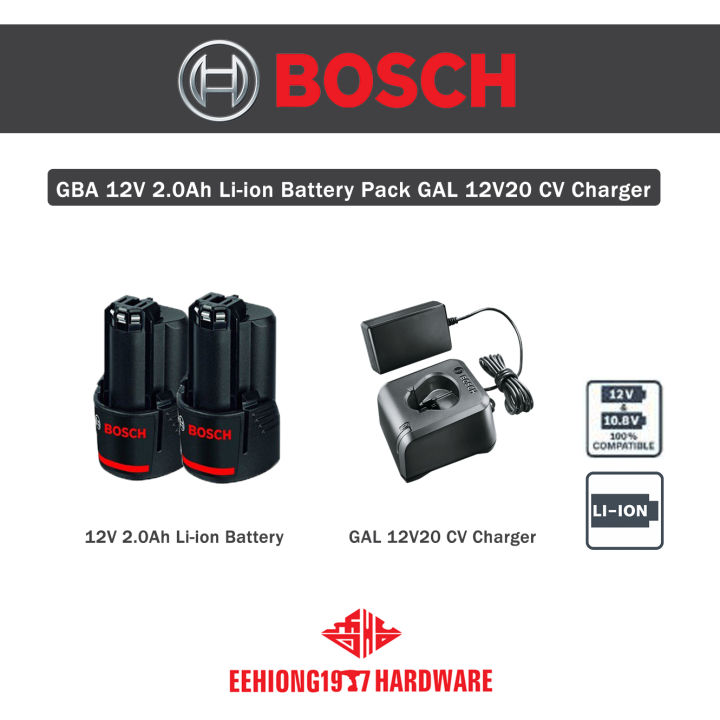 EEHIONG1977 Bosch 12v 2.0ah battery batteri gal12v20 fast charging