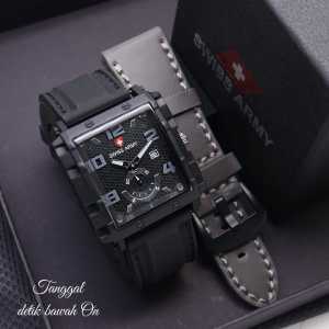 Jam Tangan Sa Kotak Karet Rubber Mewah Fashion Cowok Kekinian Keren Elegan