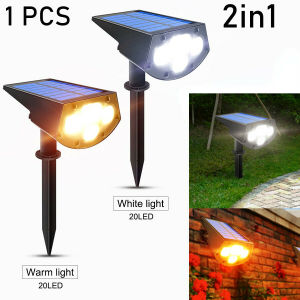 Solar Spotlights Outdoor Solar Landscape Lights Waterproof Adjustable 2 in 1 Wall Lamp for Patio Pathway Yard Garden Driveway Pool