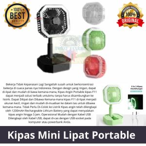 TJ kipas angin mini lipat portable kipas angin lampu tidur cas  kipas kotak lipat lampu led kipas meja lipat lampu belajar led cas