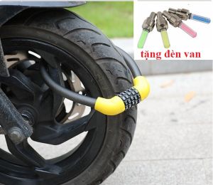 Khóa dây xe 5 số dùng cho cả xe máy và xe đạp Tặng 1 đôi đèn van