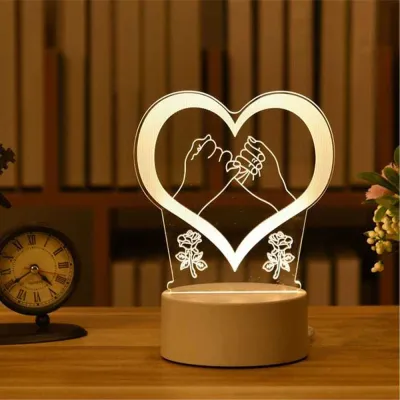 PROMO BARU Lampu Hias Akrilik 3D Love Shape Warm White Bisa COD