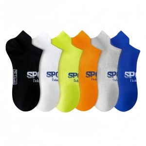 Mens Sports Running Socks Pure Cotton Anti Odor Moisture Wicking Low Cut Boat Socks for Outdoor Gym Summer Lightweight Breathable Quick-Dry