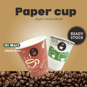 Hi Mart - 8ozs Paper Cup Paint Cup Event Party Disposable Hot and Cold Drink with printing Random Colour Design