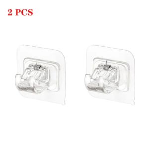 【Ready Stock+COD】2Pcs Nail-Free Adjustable Curtain Rod Holder Clamp Hooks Rod Bracket Holders Adhesive Wall Curtain Fixed Clip Hanging Rack Hook