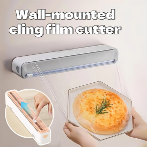 Plastic wrap cutter magnetic foil dispenser wall mounted kitchen organizer smooth cutting easy use