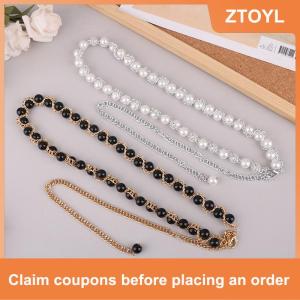 【ZTOYL】 Phụ nữ thanh lịch vành đai Ngọc Trai Chuỗi Thắt lưng đàn hồi khóa chuỗi ngọc trai vành đai phụ kiện quần áo nữ