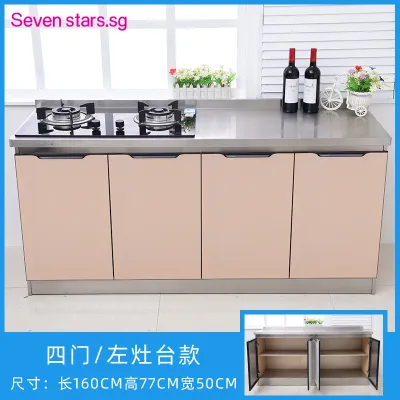Storage Household With Gas Stove Sink Cupboards Stainless Steel Kitchen Wash Simple One Cabinet Home Economy Cupboard