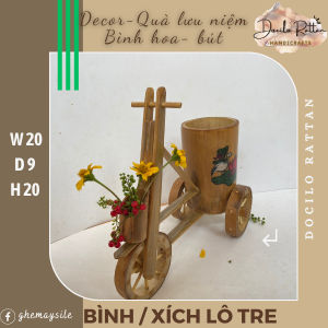 Xích lô tre- Bình tre để hoa- trang trí quà lưu niệm