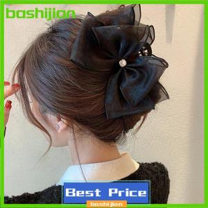bashijian กิ๊บหนีบผมแฟชั่น Tulle ขนาดใหญ่สำหรับผู้หญิงปิ่นปักผมรูปโบว์ติดผมสุดหรูกิ๊บผมทรงหางม้าเครื่องประดับผมแสนหวาน