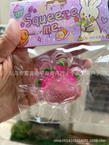 Cute Soft Squeeze Taba Crystal Strawberry Cat Paw Squishy Toy Slow Rebound Hand Pinch Sensory Anti Stress Relief Fidget Toys | Mainan Picit Melegakan Tekanan Comel Kanak Kanak Fidget Squishy Toys