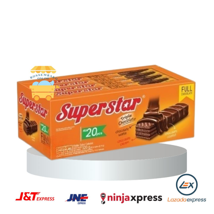 Superstar Wafer Triple Chocolate Full Chocolate Box Isi 20 x 16gr