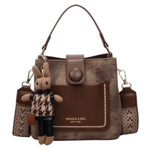 EchoBliss กระเป๋าถือแบบบัคเก็ตเรโทรหรูหราขนาดใหญ่สำหรับใช้งานประจำวัน