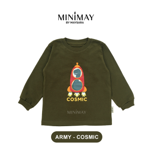 Kaos Anak Lengan Panjang Dino Sablon DTF Baju 1 2 3 4 5 Tahun Minimay Maysara