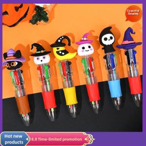 Graceful Halloween Mini Four-Color Ballpoint Pen Cute Cartoon 4 Color Retractable Rollerball Pen Student School Gift Stationery