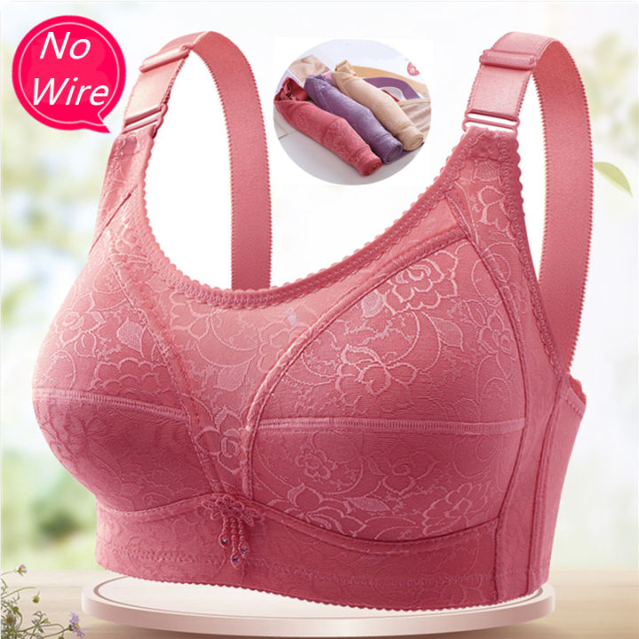 Big Size Bra 38-48 C D Cup Full Cup Soft Lace Bras Non-wired No Pad Push Up  Bra Bralette