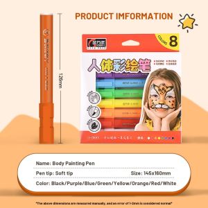 【SG】GENVANA Body Paint Pen / Body Paint Markers for Kids / 8 Colors Body Painting Pen / Washable Face Body Paint Markers