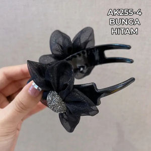 Jepit Rambut Jedai 2 Gigi Korea Perempuan Motif Bunga Anti Badai Aksesoris Kualitas Import AK255