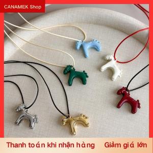 CS Minimalism men nhỏ giọt men đầy màu sắc Ngựa Mặt dây chuyền dài vòng cổ có thể điều chỉnh áo len chuỗi đơn giản đồ trang sức phụ kiện Quà Tặng