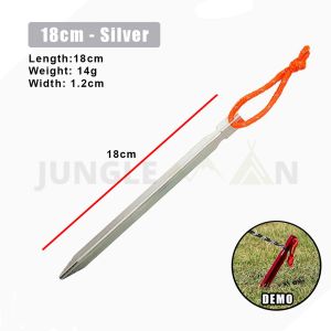 JUNGLEMAN Tent Peg Aluminium Ultralight Tent Stakes Nail For Camping 18cm Paku Khemah Aluminium Peg Accessories 帐篷地钉