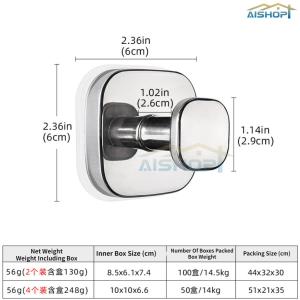 [SG Seller]Stainless Steel Square Suction Cup Hook Multi-Purpose Square Suction Hook for Bathroom & Kitchen