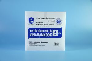 Hộp 100 bơm tiêm y tế 5cc VINAHANKOOK bơm tiêm xilanh 5ml vô trùng - Tặng kim / Nhiều cỡ