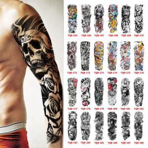 Calistouk Large Arm Sleeve Tattoo Lion Crown Skeleton Rose Waterproof Temporary Tatoo Sticker Wild Wolf Tiger Men Woman Totem Tatto