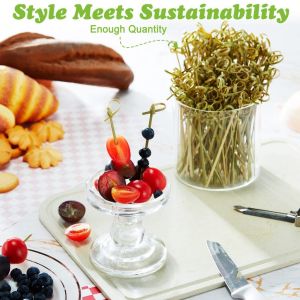 Brightbling 100Pcs Disposable Cocktail Bamboo Picks Bamboo Cocktail Fruits Picks Bamboo Skewers Cocktail Toothpicks