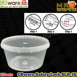 CB SLR 12oz 16oz Safety Lock Round Container With Lid [ 25sets± ] Disposable Plastic Box - CBware Chunbe ware - Plastik Bulat Bekas Seal 12 16 oz SLR12 SLR16 SL R SLR-12 SLR-16