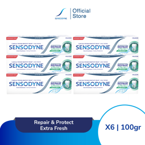 Sensodyne Toothpaste Pasta Gigi Sensitif Repair & Protect Memperbaiki Secara Menyeluruh + Kesegaran Extra Fresh 6x100gr [6 PCS]