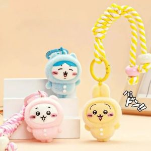 อะนิเมะ Kawaii Chikawas Flocking พวงกุญแจ Hachiware Usagi ตุ๊กตากระเป๋าจี้ตกแต่งพวงกุญแจของขวัญวันเกิด
