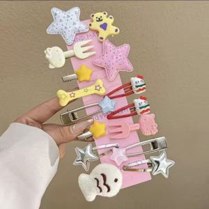 A5TG 15pcs/set Phim hoạt hình dễ thương Kẹp tóc Thanh lịch Đầy màu sắc Kẹp tóc bên hông Thời trang Ngọt ngào Kẹp mỏ vịt Phụ kiện tóc