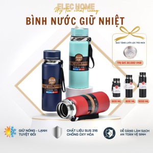 Bình giữ nhiệt Vacuum 600/800/1000ml inox 304 giữ nhiệt nóng lạnh có khay lọc trà tiện lợi