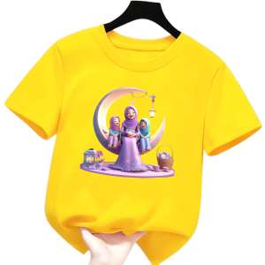 Baju kaos anak perempuan gambar lebaran kaos atasan lengan pendek untuk anak usia 2-12 tahun