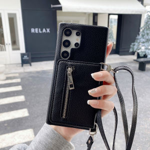 Mirror Makeup Strap Crossbody Lanyard Wallet Case for Samsung Galaxy S25 Ultra S24 FE A55 A54 A16 A35 S23 A72 Case Zipper Purse Magnetic Buckle Card Holder Wallet PU Leather Shockproof Case