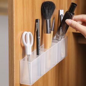 SZXBOGS Wall Mounted Mini Storage Box 3 Grids Self-adhesive Sundries Holder Plastic Dresser Storage Makeup Organizer Home